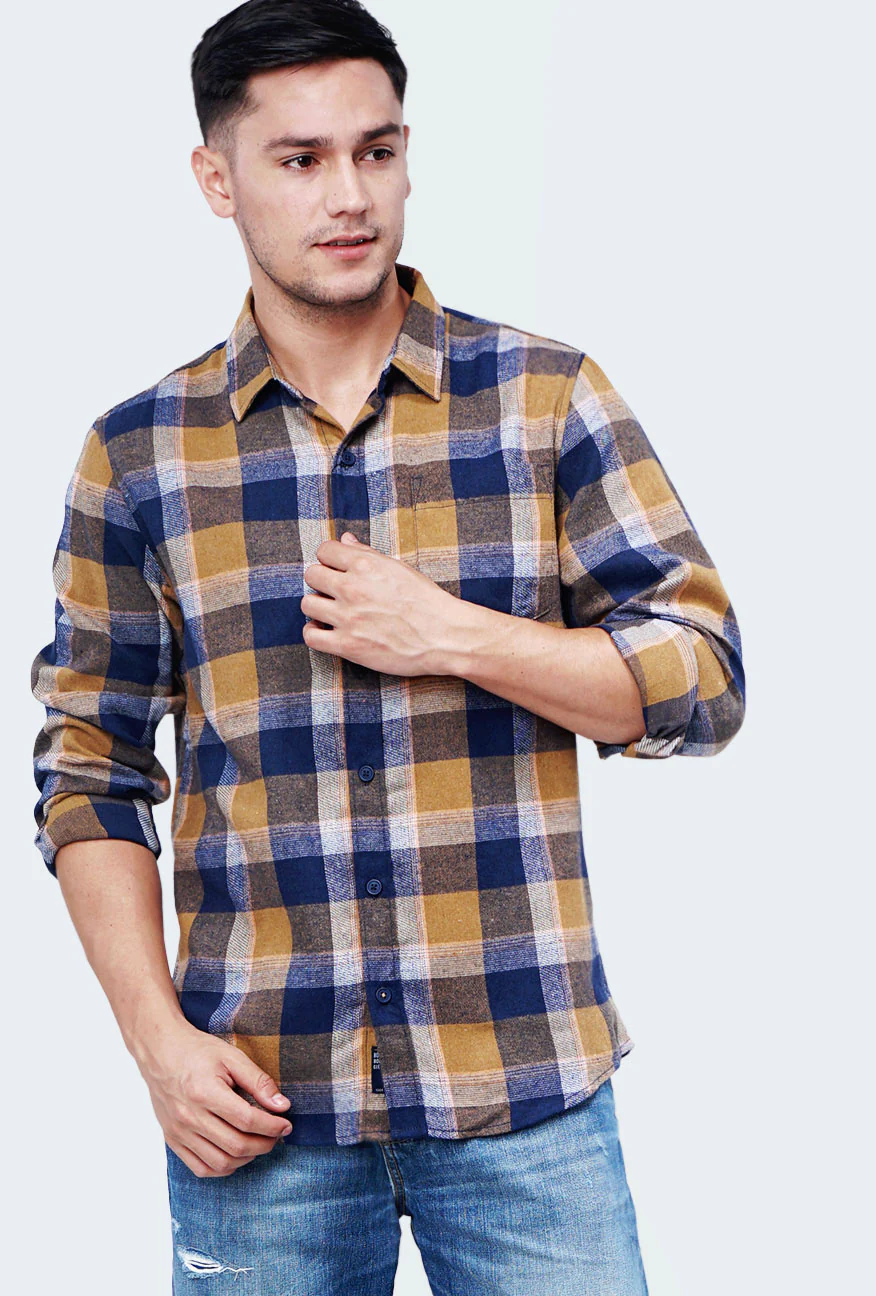 Kemeja Flanel Damon Brown Navy - Image 3