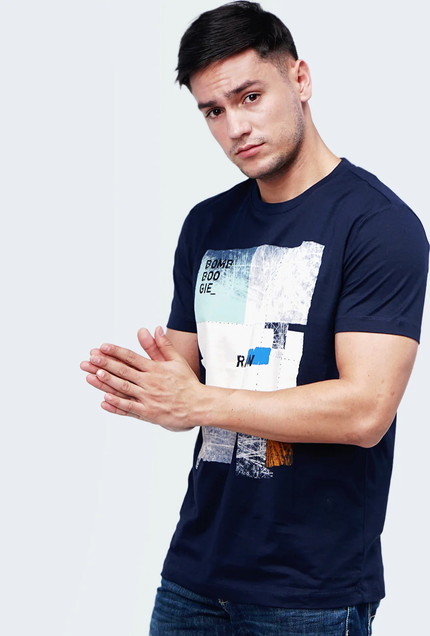 T-Shirt Lengan Pendek Mugler Dark Navy