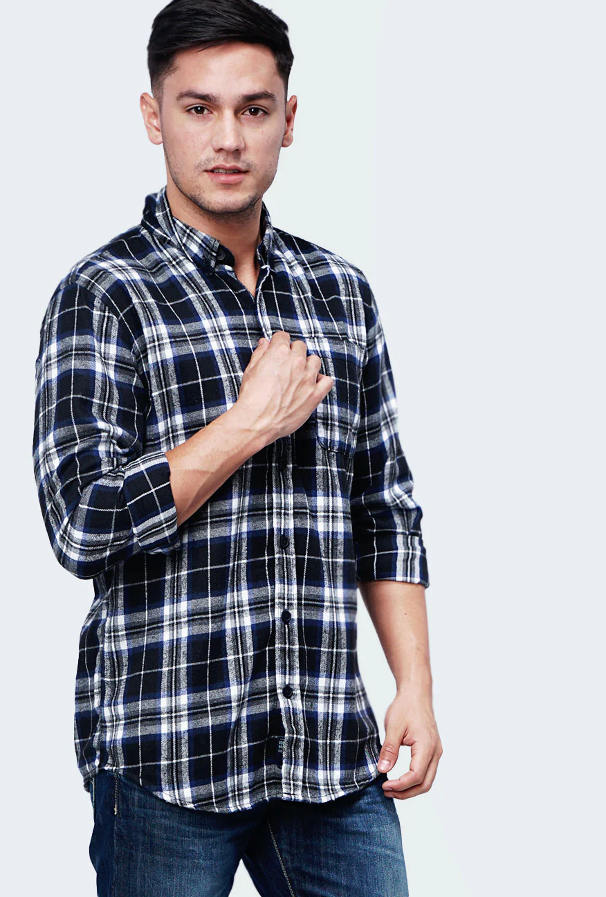 Kemeja Flanel Wincus Blue Navy Black - Image 3