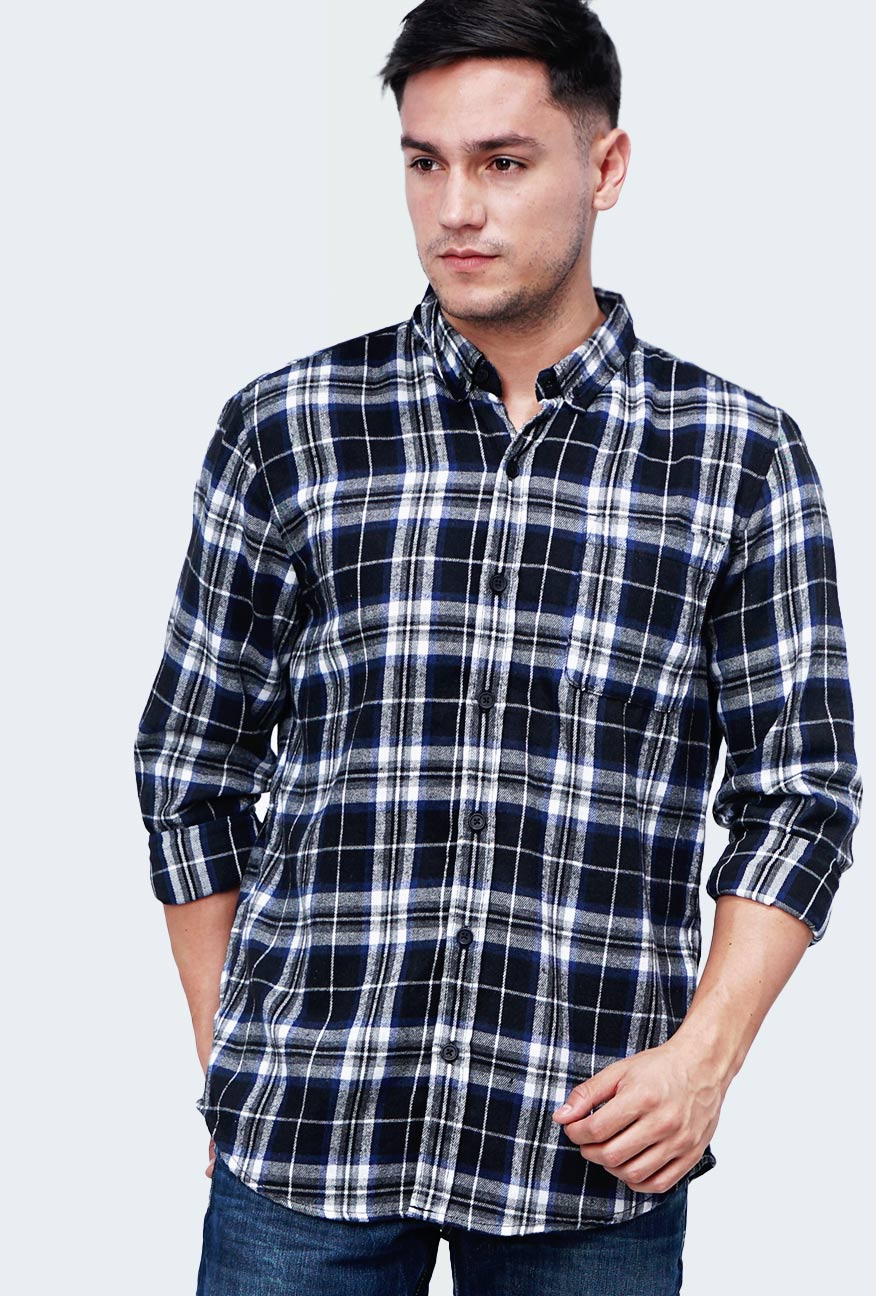 Kemeja Flanel Wincus Blue Navy Black - Image 5