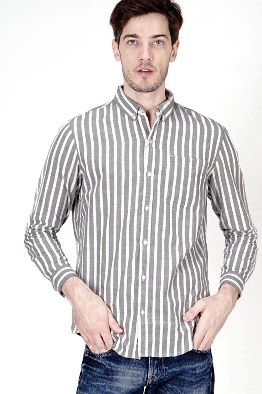 Kemeja Lengan Panjang Coyote Green Offwhite