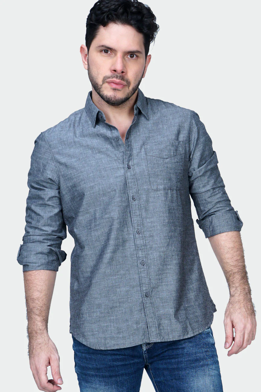 Kemeja Lengan Panjang Regular Crispy Black 3 Grey