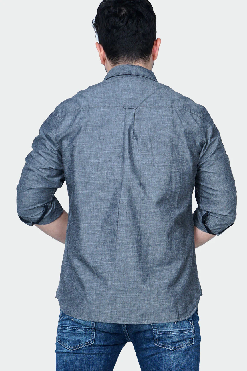 Kemeja Lengan Panjang Regular Crispy Black 3 Grey - Image 4