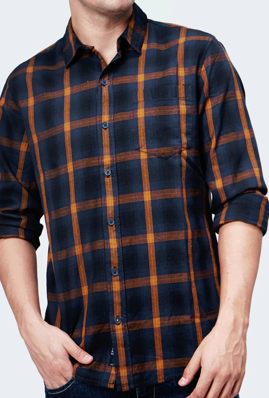 Kemeja Flanel Custos Brown Navy Brown - Image 2