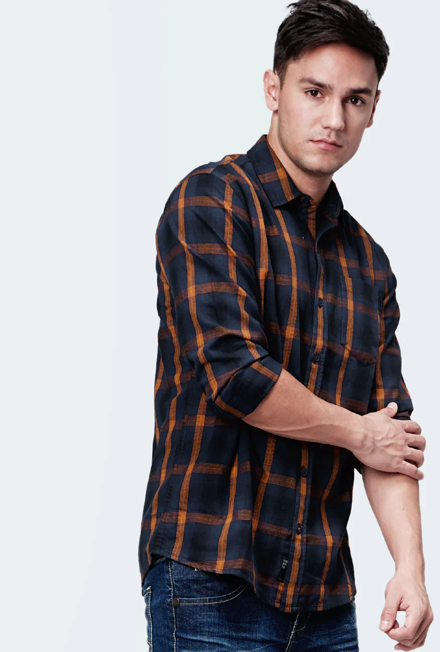 Kemeja Flanel Custos Brown Navy Brown - Image 3