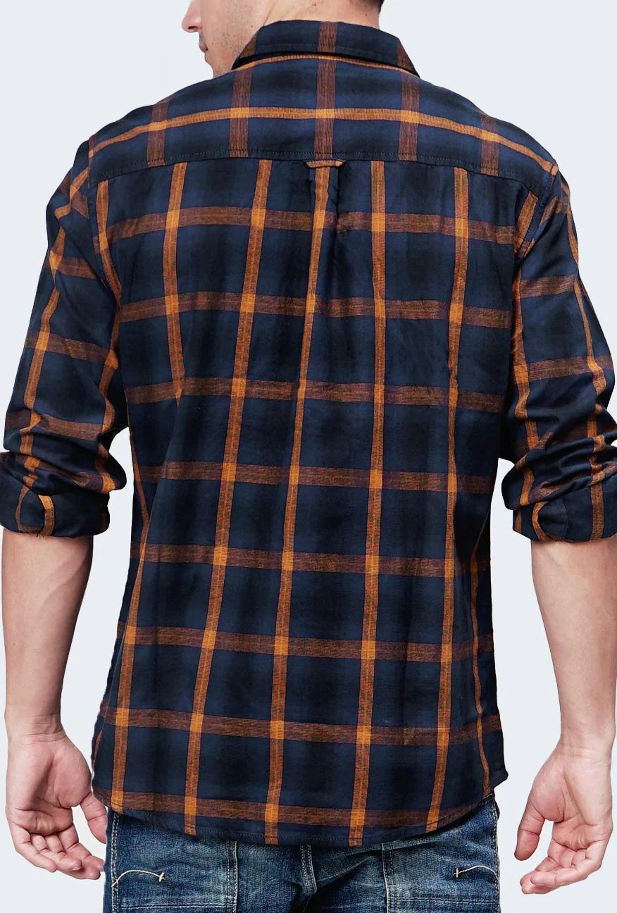 Kemeja Flanel Custos Brown Navy Brown - Image 4