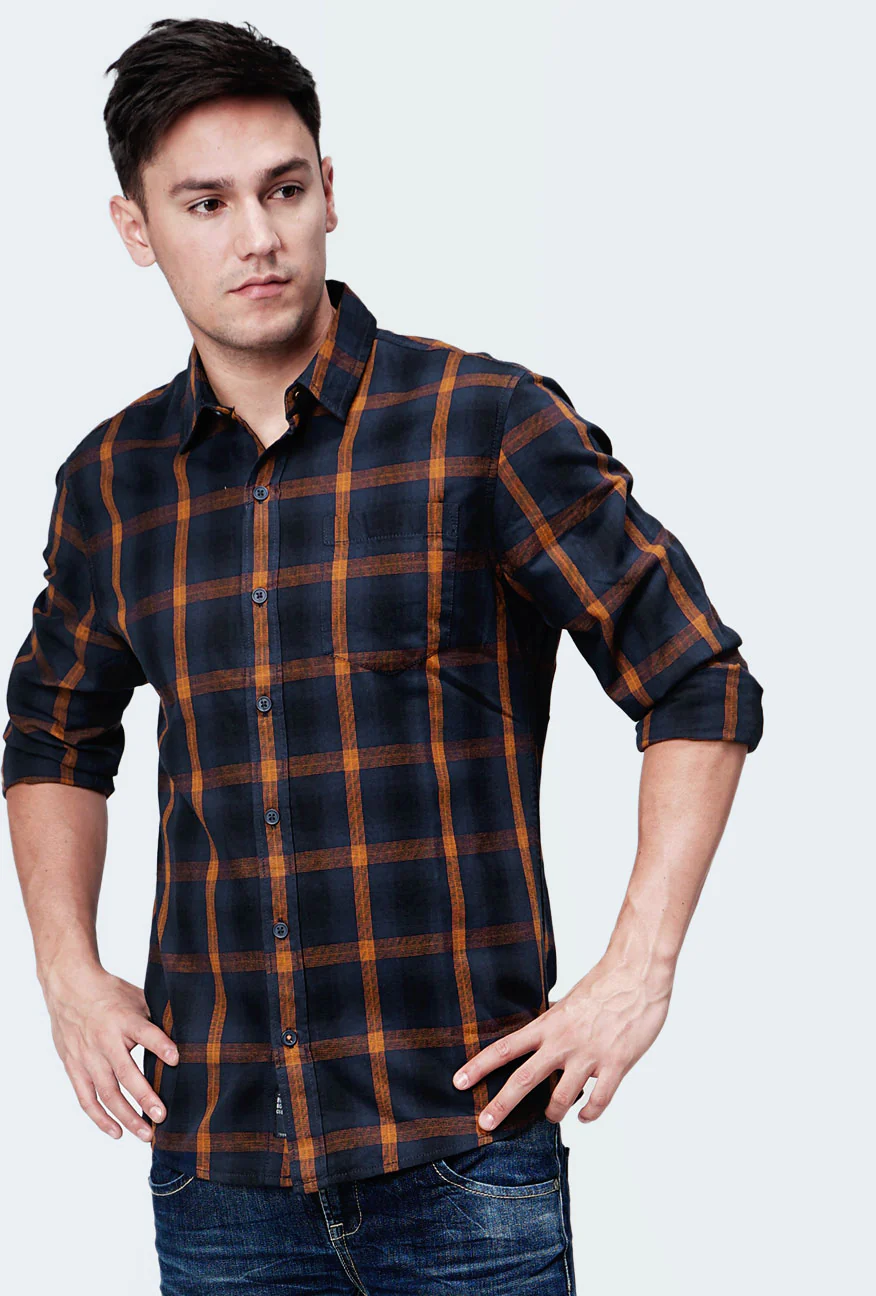 Kemeja Flanel Custos Brown Navy Brown - Image 5