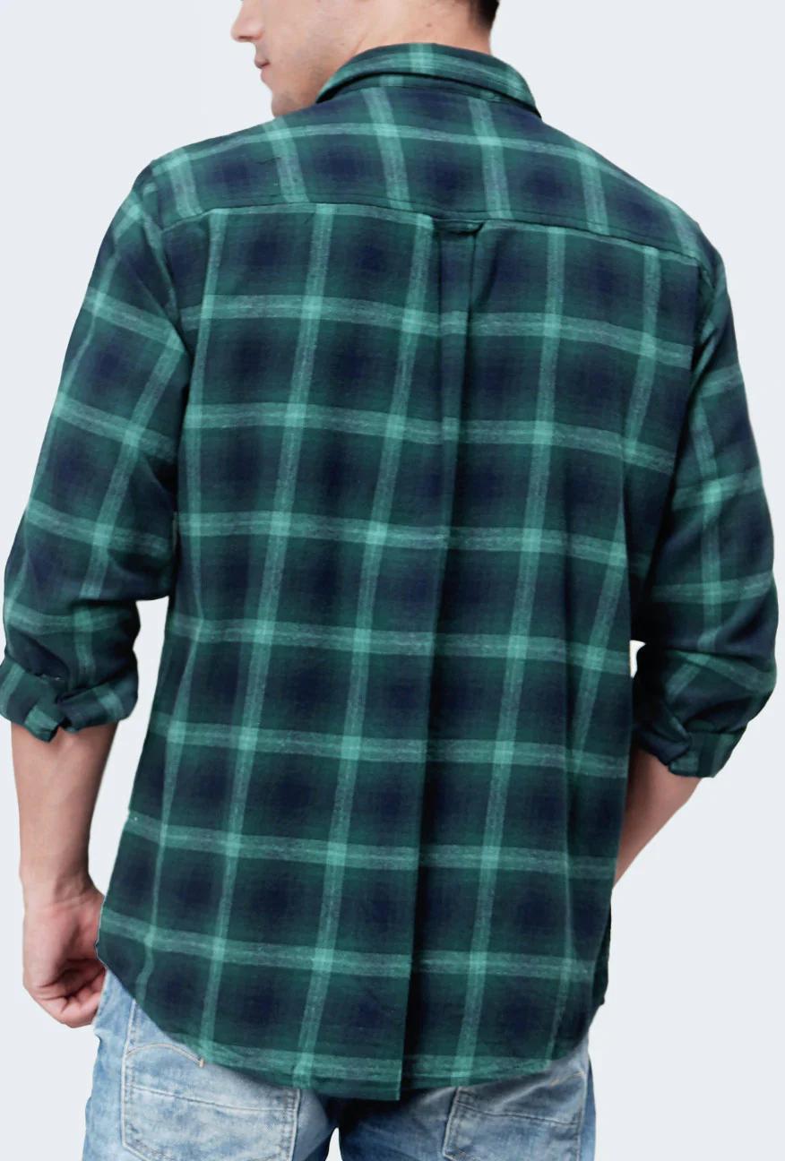 Kemeja Flanel Custos Green Navy - Image 3