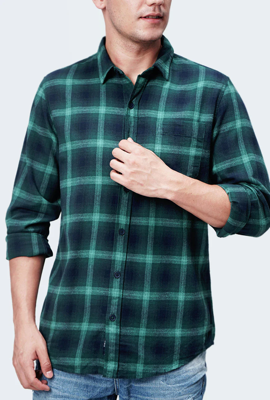 Kemeja Flanel Custos Green Navy - Image 4