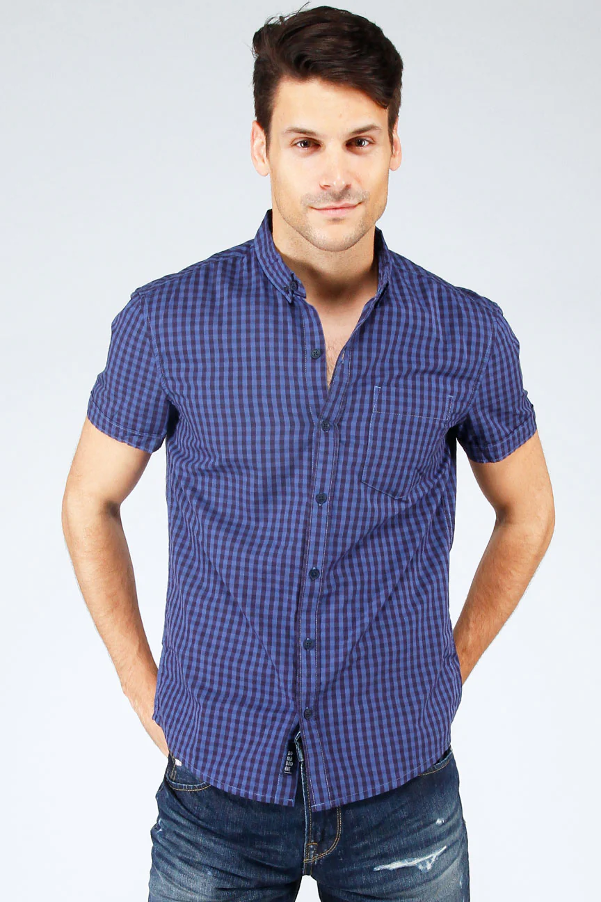 Kemeja Lengan Pendek Cyclone Navy Black Slimfit