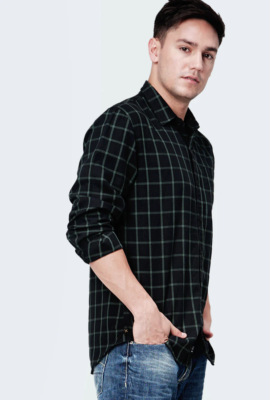 Kemeja Flanel Dagger Black Green - Image 4