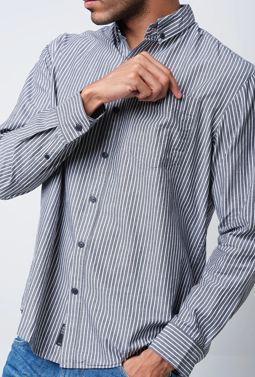 Kemeja Lengan Panjang Dark Cyrus Black Offwhite - Image 5