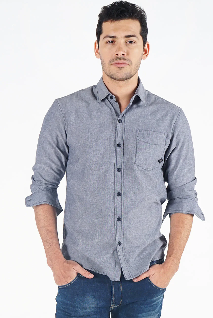 Kemeja Lengan Panjang Dark Ellion Grey Navy - Image 7