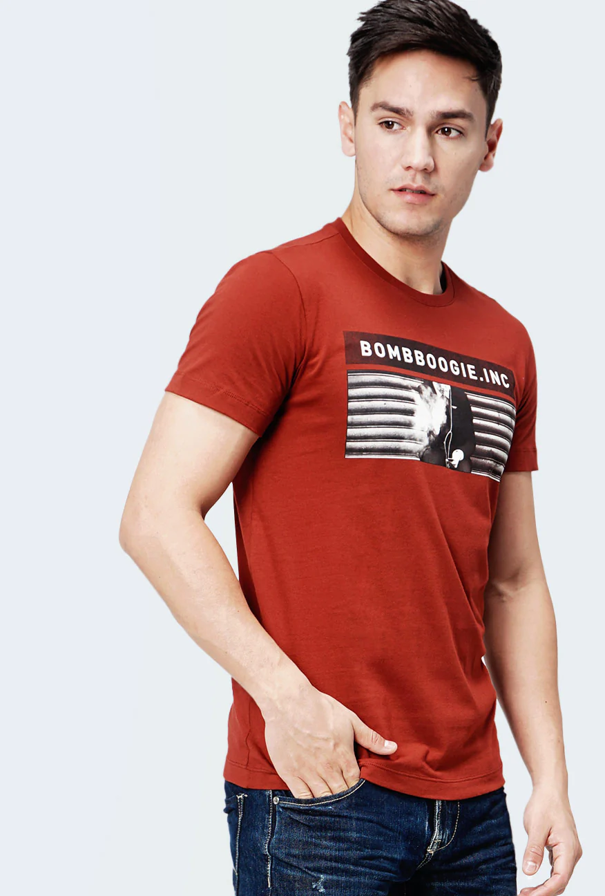 T-Shirt Lengan Pendek Darrel Dark Orange - Image 2