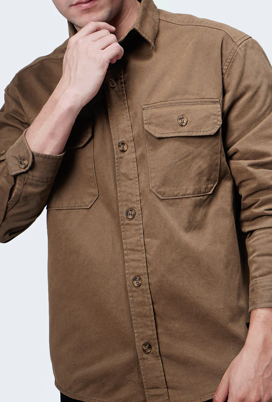 Kemeja Lengan Panjang Dazzle Coffee Outer - Image 2