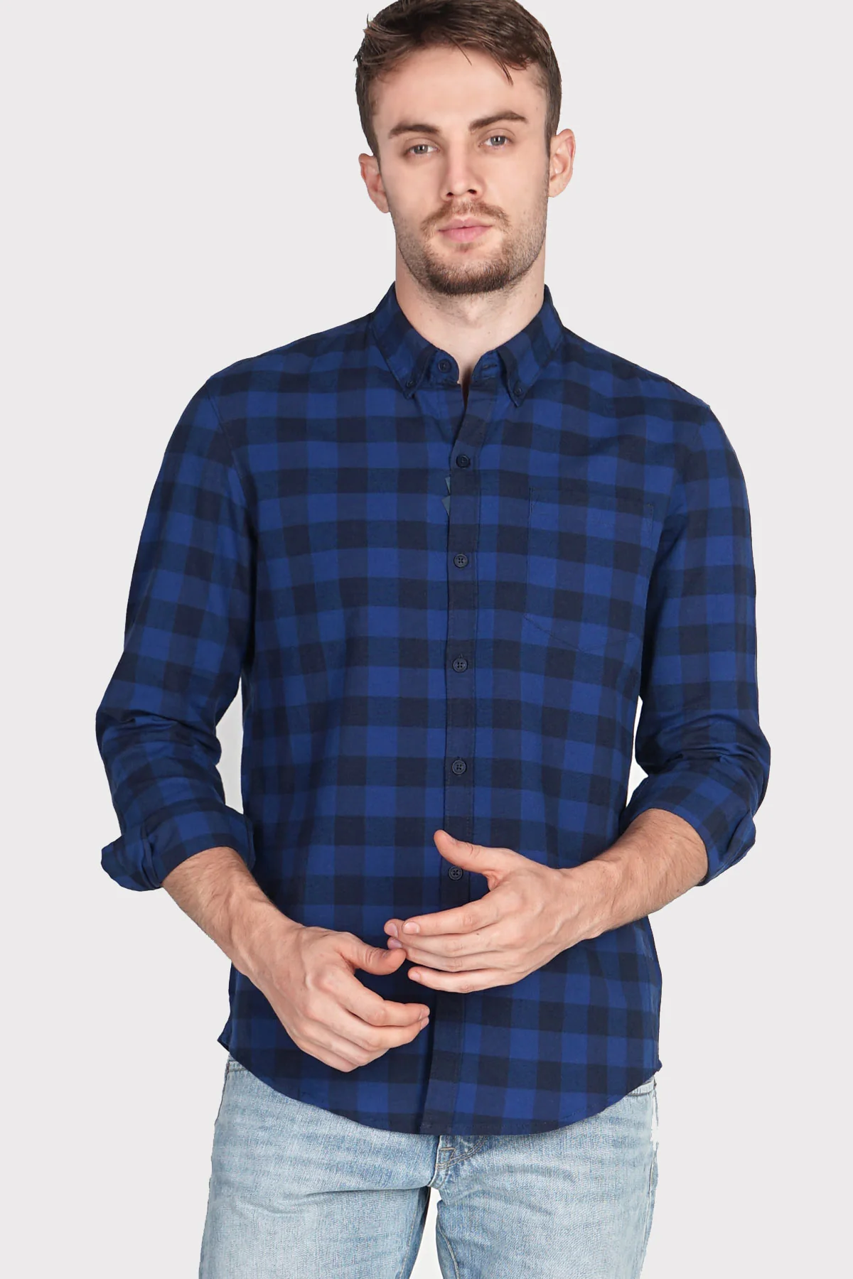 Kemeja Lengan Panjang Regular Dazzy Navy Black