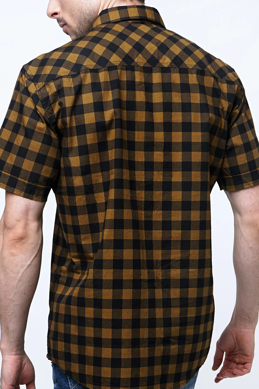 Kemeja Lengan Pendek Digger Brown Black - Image 3