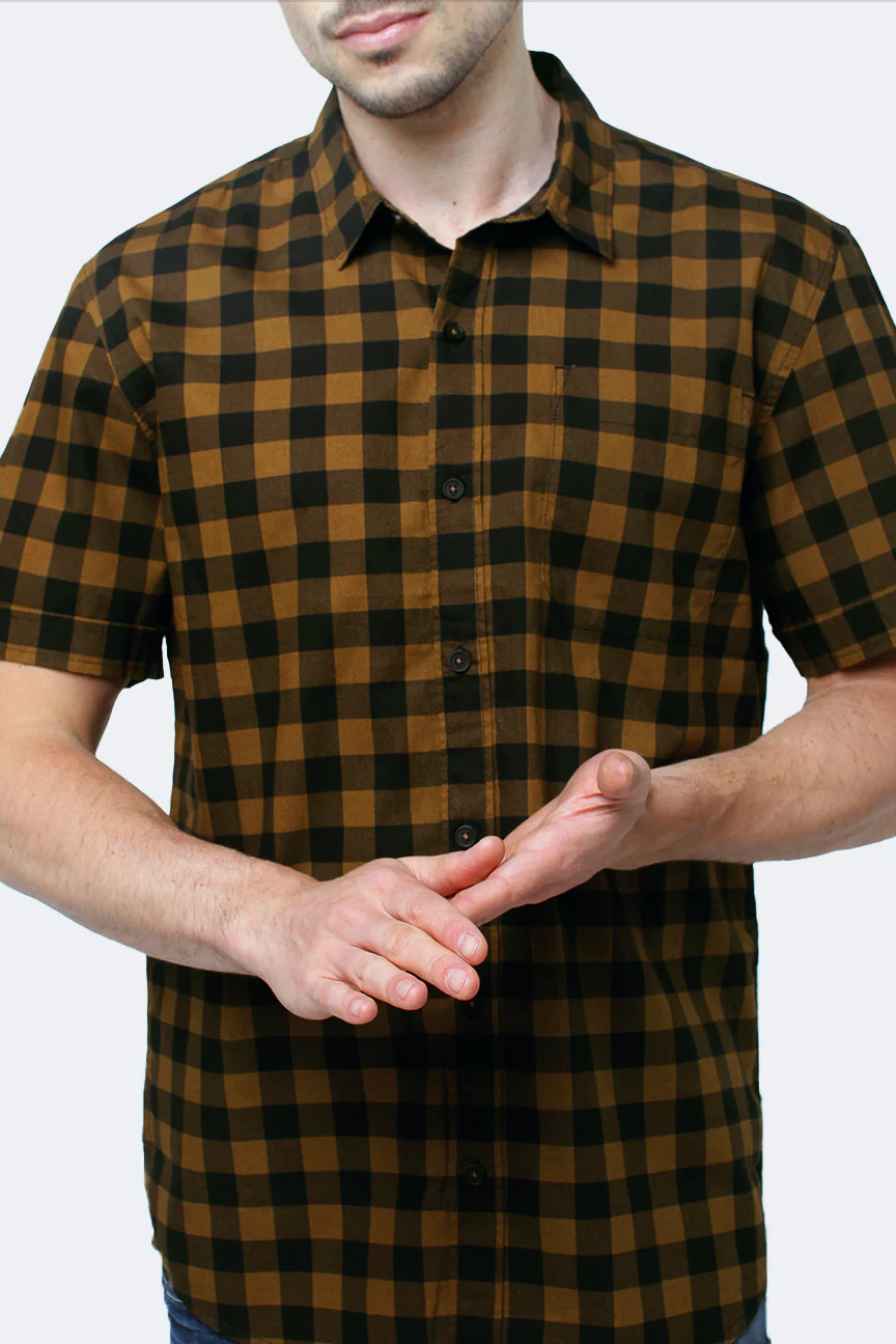 Kemeja Lengan Pendek Digger Brown Black - Image 4