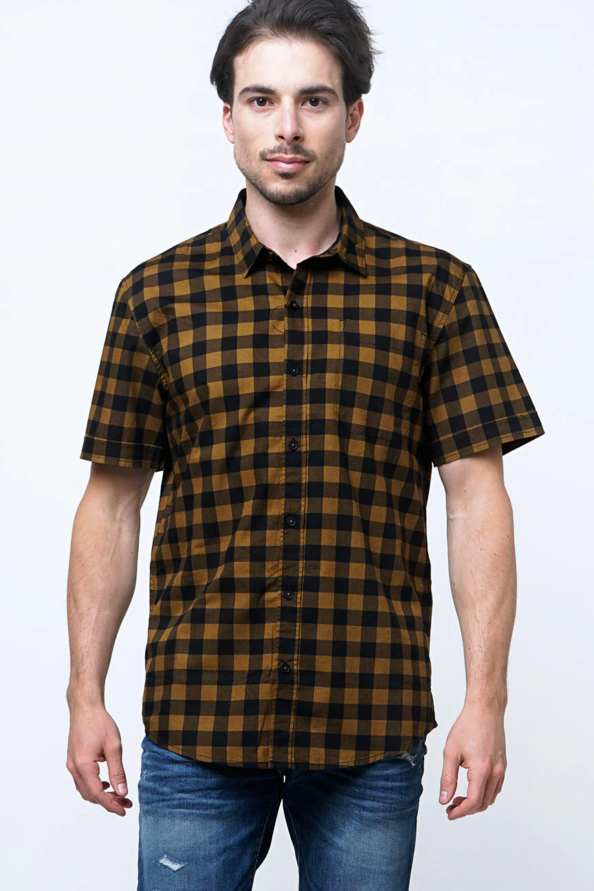 Kemeja Lengan Pendek Digger Brown Black - Image 5