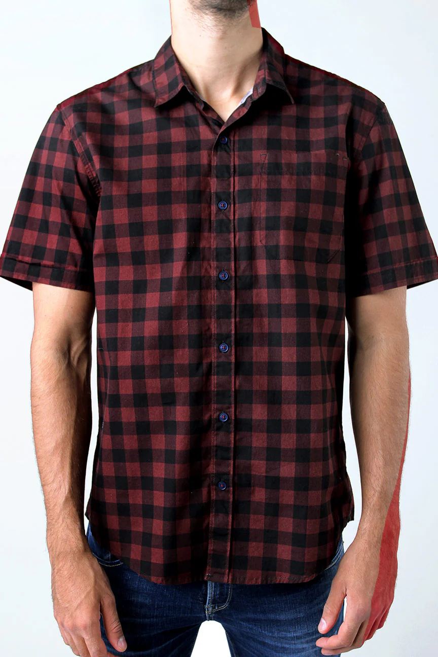 Kemeja Lengan Pendek Digger Red Black - Image 3