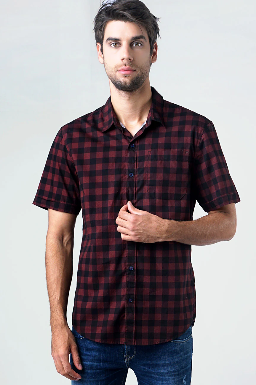 Kemeja Lengan Pendek Digger Red Black - Image 5