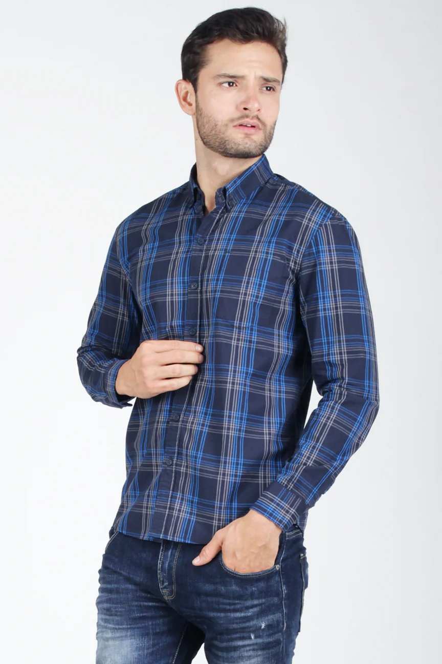 Kemeja Lengan Panjang Droopy Navy Blue