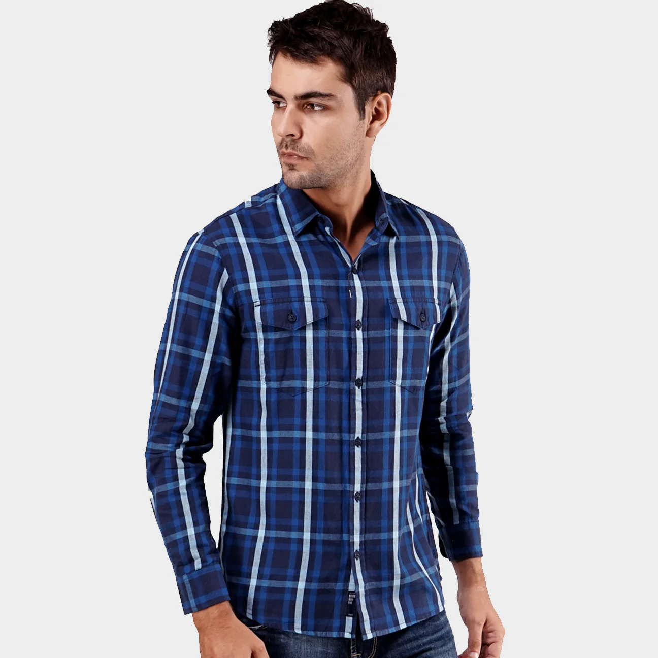 Kemeja Lengan Panjang Regular Egret Navy Blue
