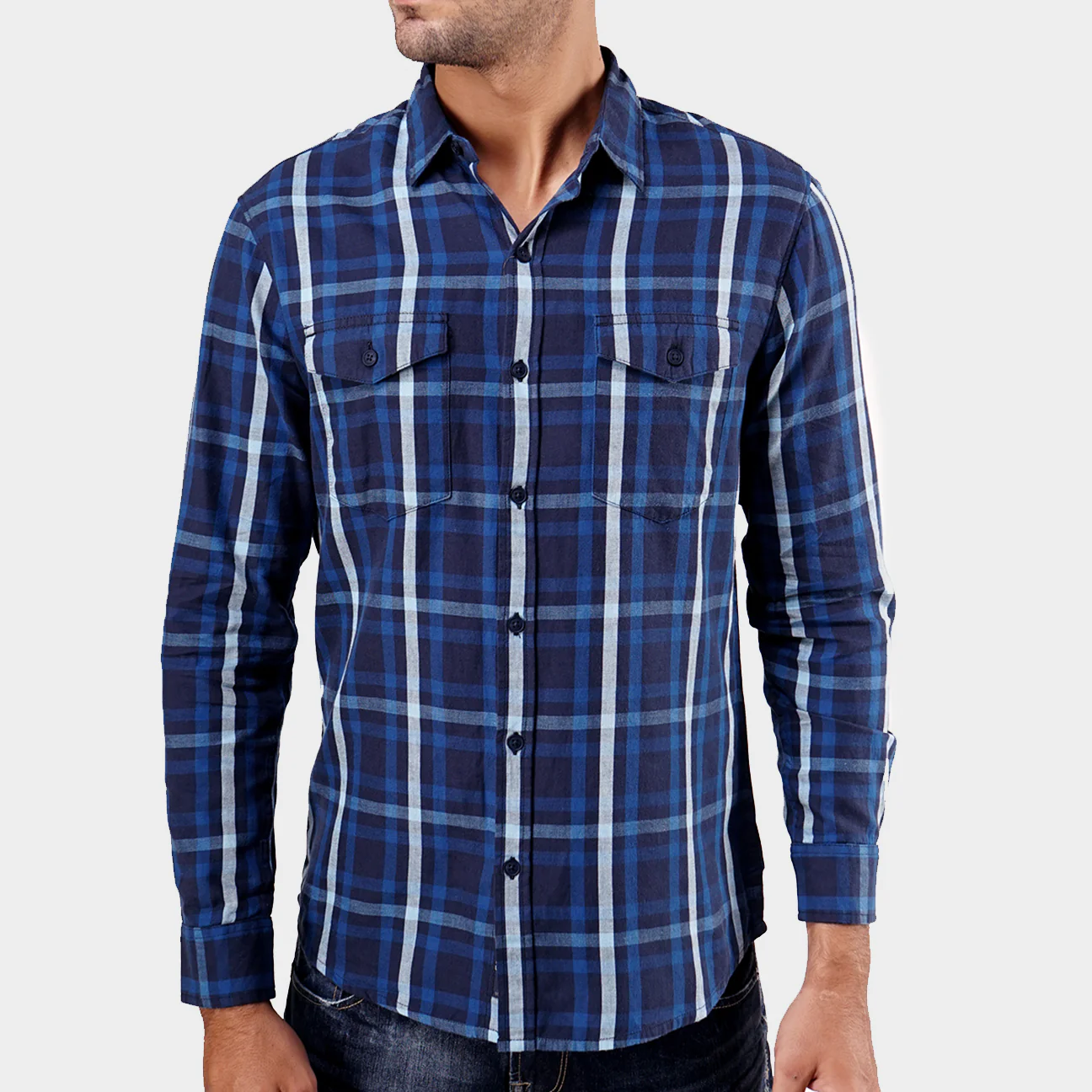 Kemeja Lengan Panjang Regular Egret Navy Blue - Image 3