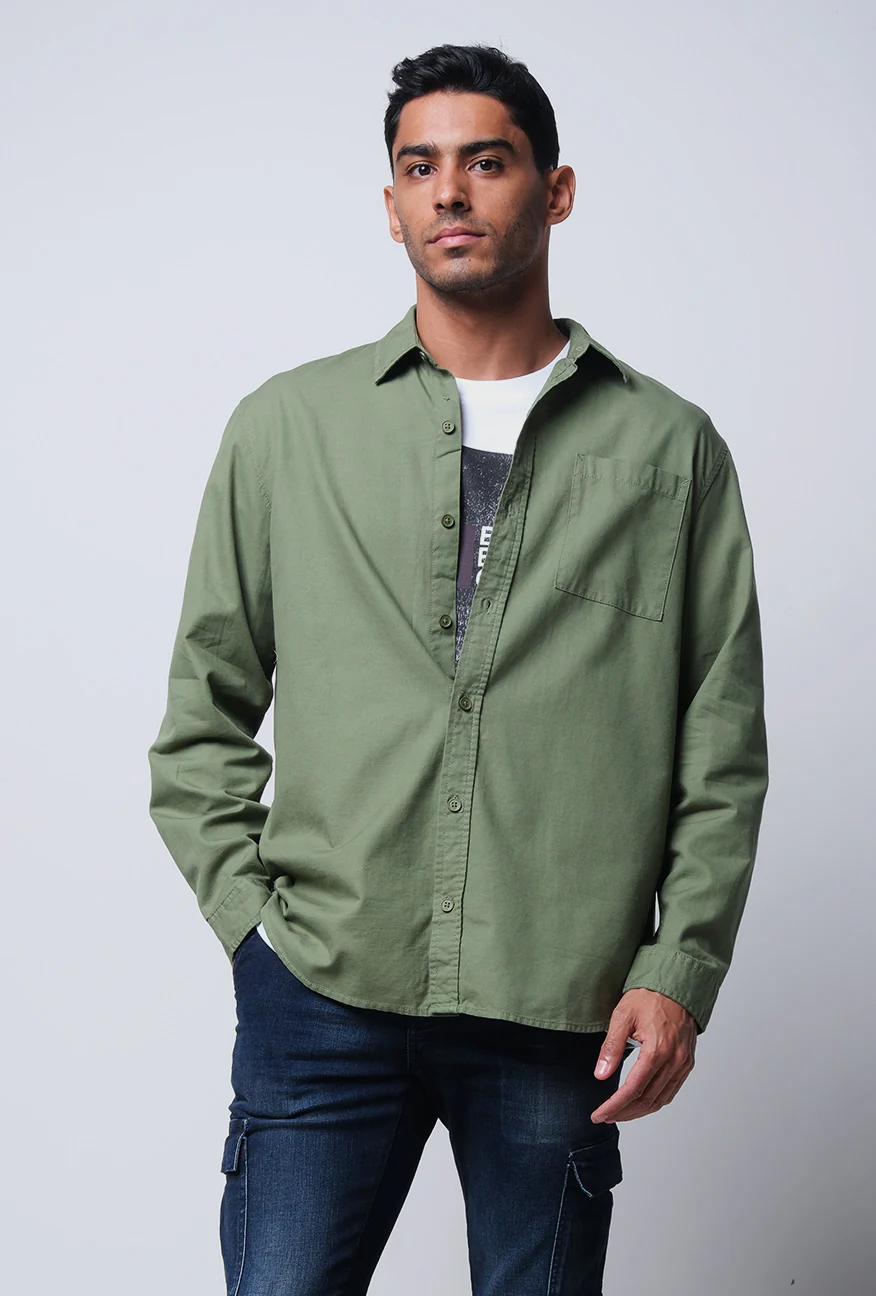 Kemeja Lengan Panjang Falcon Green Regular Shirt - Image 2