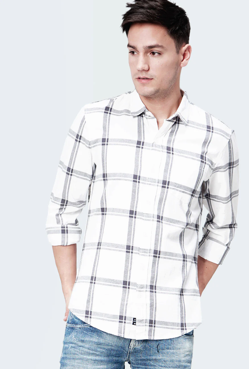 Kemeja Lengan Panjang Fat White White Black - Image 3