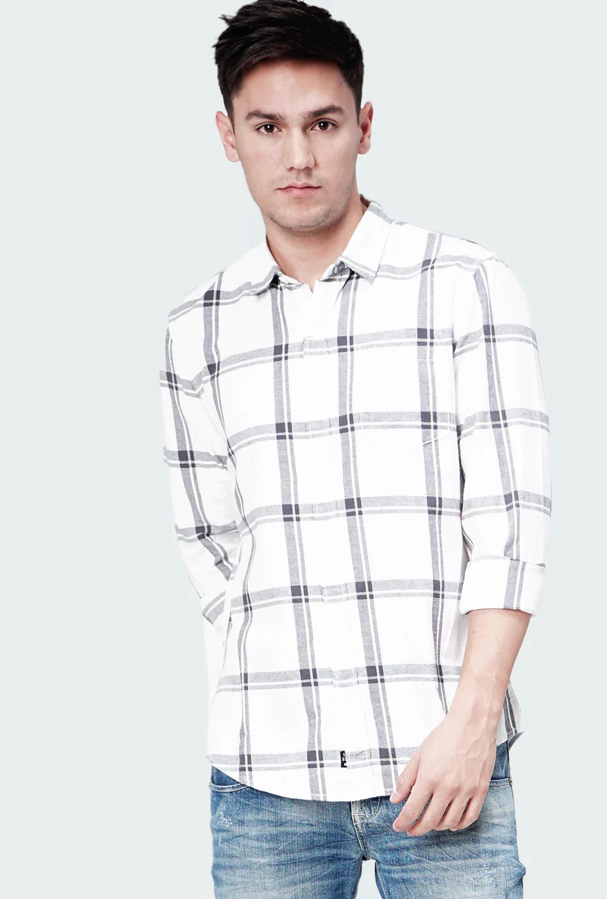 Kemeja Lengan Panjang Fat White White Black - Image 4