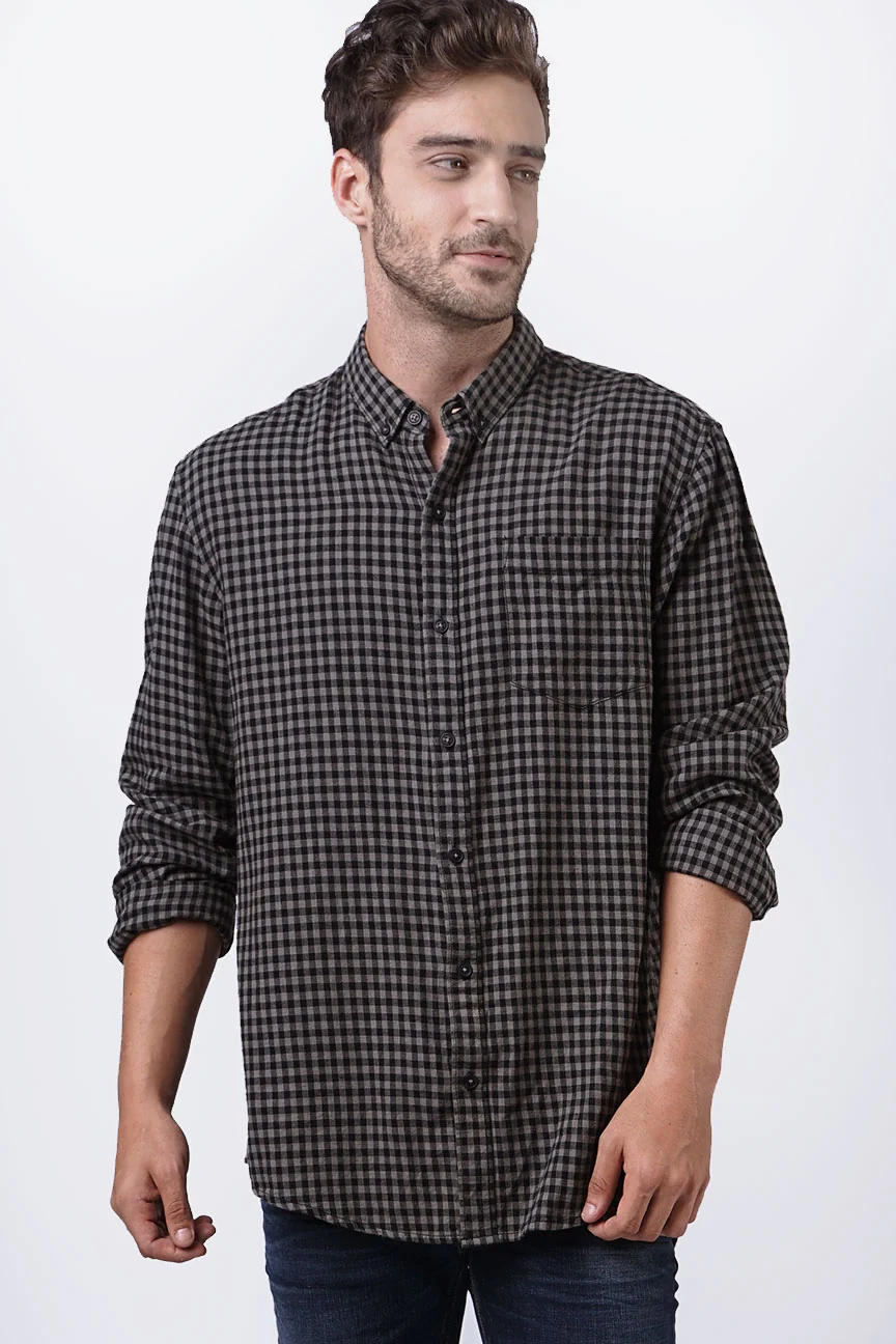 Kemeja Flanel Flatner Black Grey - Image 2