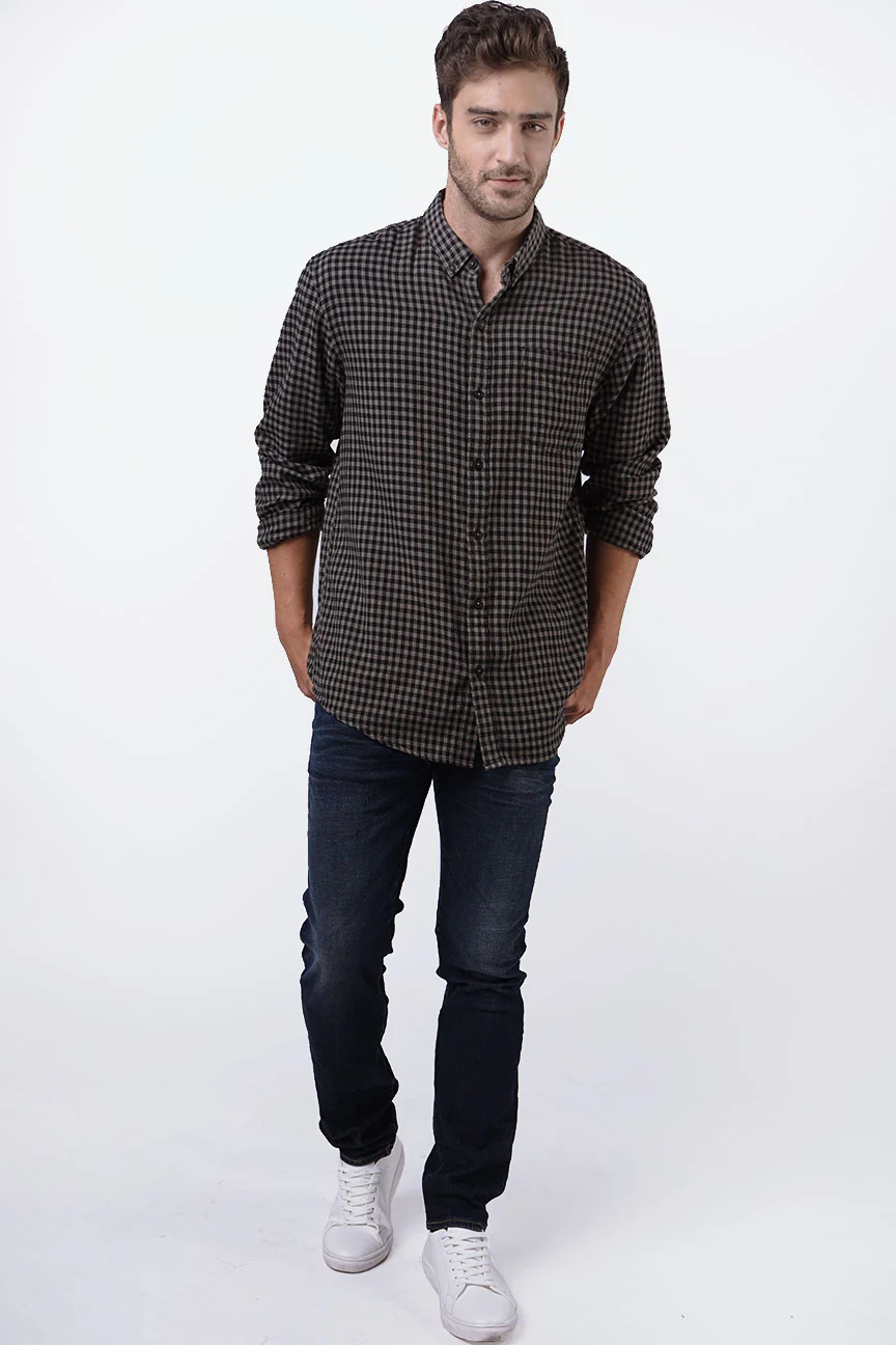Kemeja Flanel Flatner Black Grey - Image 3