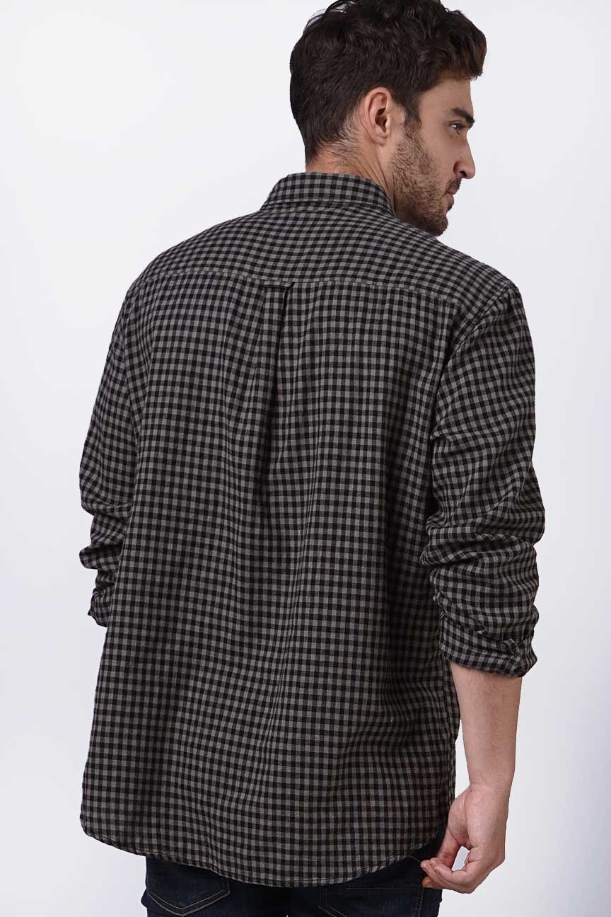 Kemeja Flanel Flatner Black Grey - Image 4
