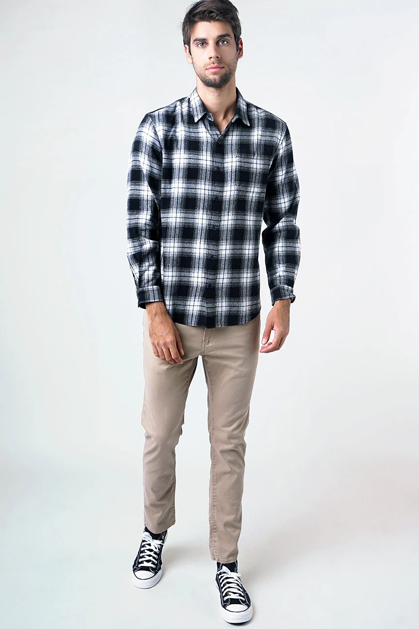 Kemeja Flanel Flatron Black Offwhite - Image 3