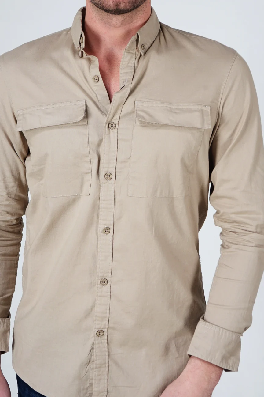 Kemeja Lengan Panjang Frost Khaki Regular - Image 3
