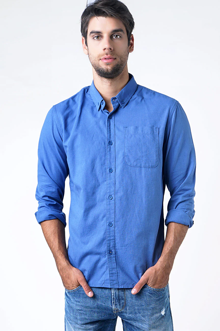 Kemeja Lengan Panjang Geo Blue