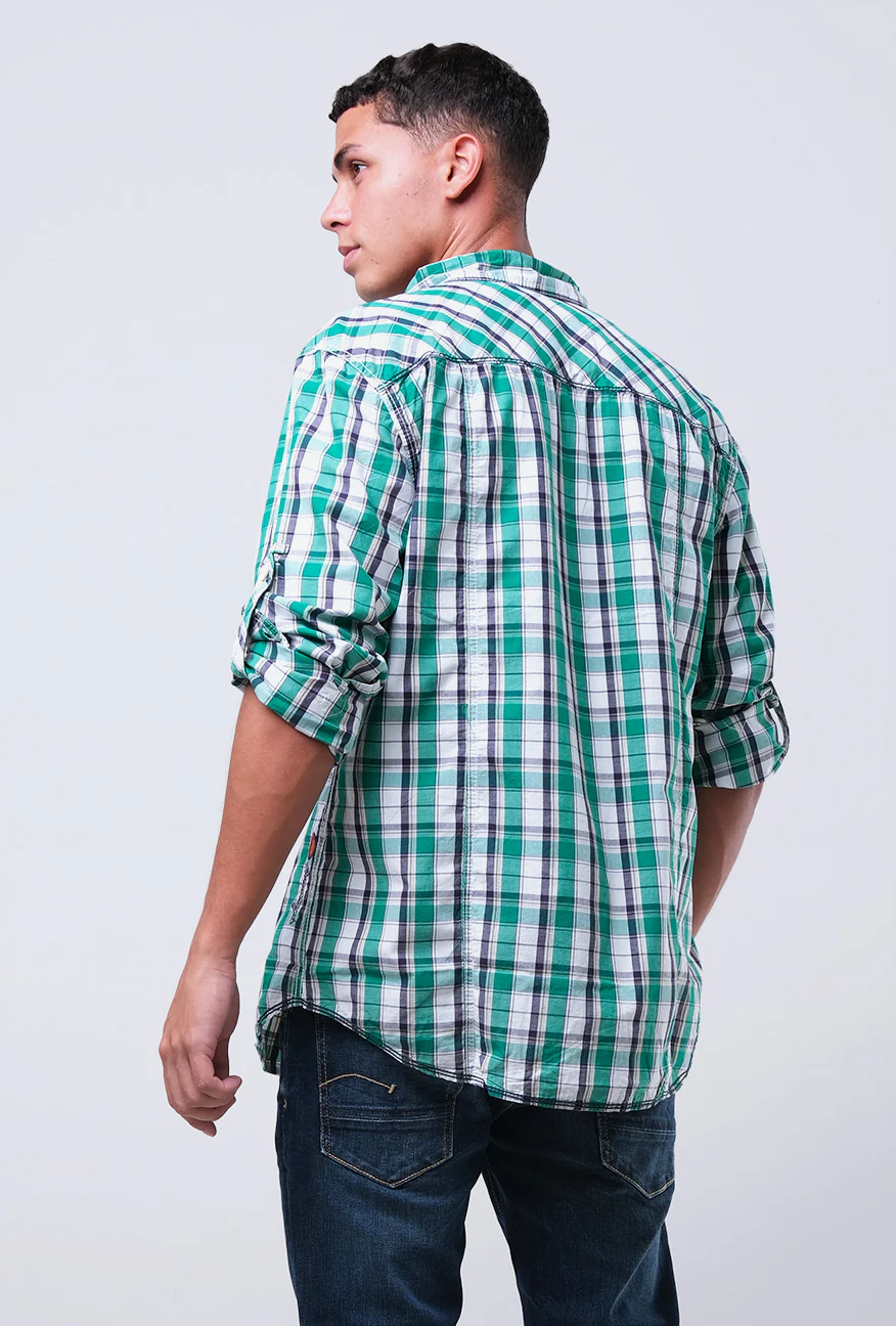 Kemeja Lengan Panjang Green Land Lg-08 White Green - Image 5