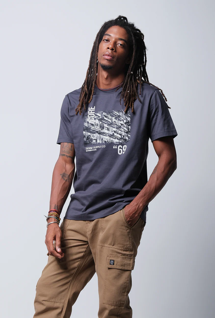T-Shirt Lengan Pendek Regular Hallman Dark Grey