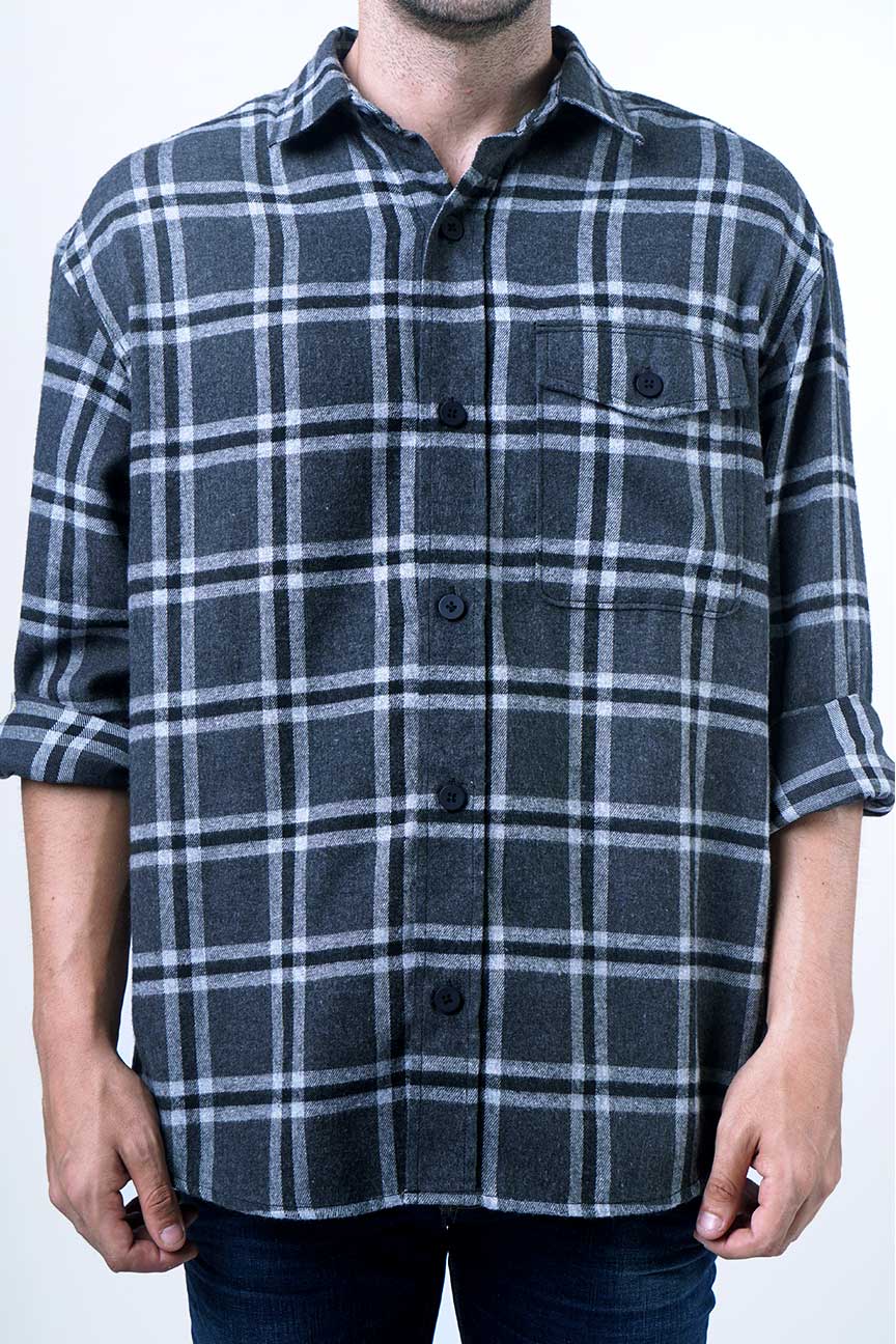Kemeja Flanel Outer Harden Grey Black - Image 4