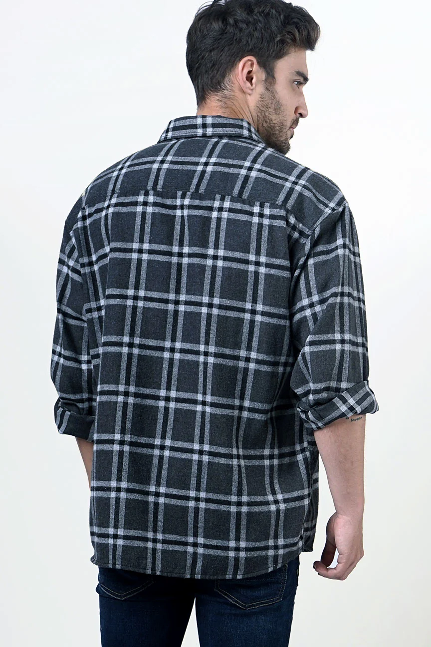 Kemeja Flanel Outer Harden Grey Black - Image 5