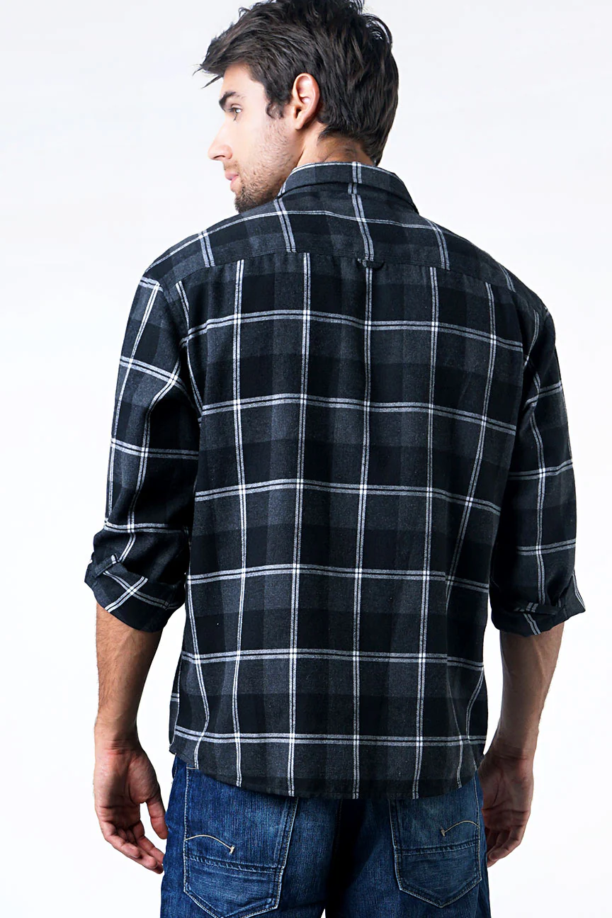 Kemeja Flanel Outer Harper Grey Black - Image 4