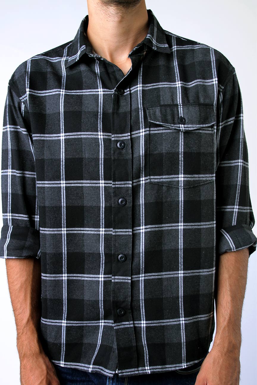 Kemeja Flanel Outer Harper Grey Black - Image 5