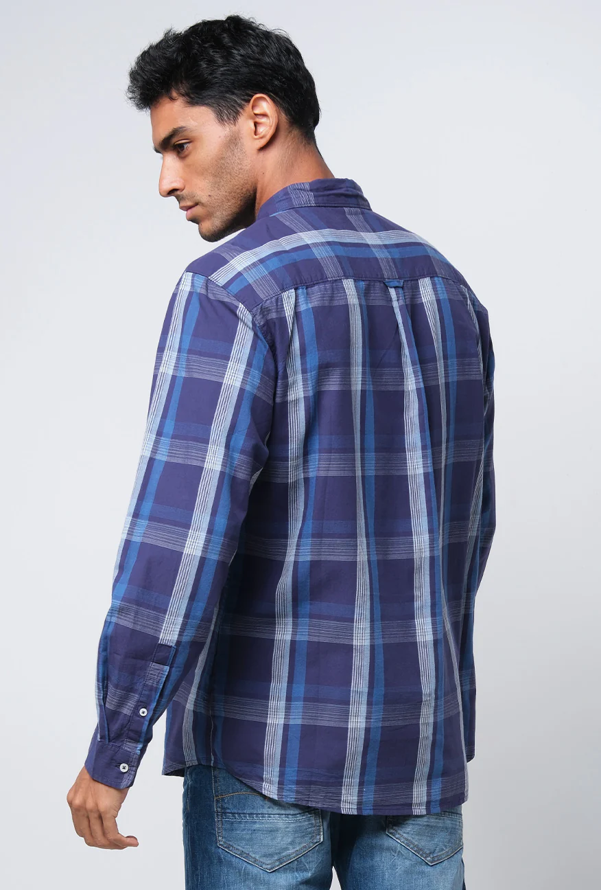 Kemeja Lengan Panjang Regular Hartford Navy Blue - Image 4