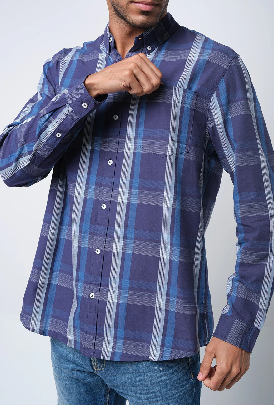 Kemeja Lengan Panjang Regular Hartford Navy Blue - Image 5
