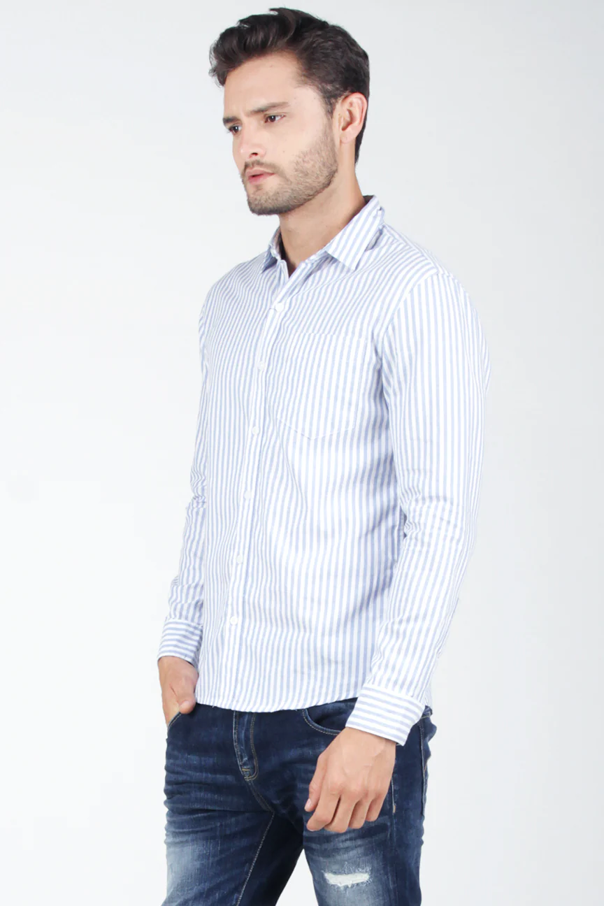 Kemeja Lengan Panjang Harvest Blue White - Image 2