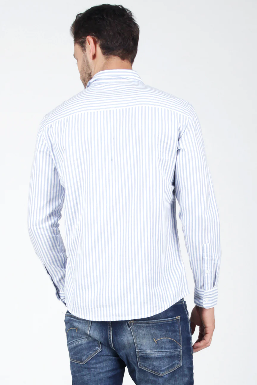 Kemeja Lengan Panjang Harvest Blue White - Image 3