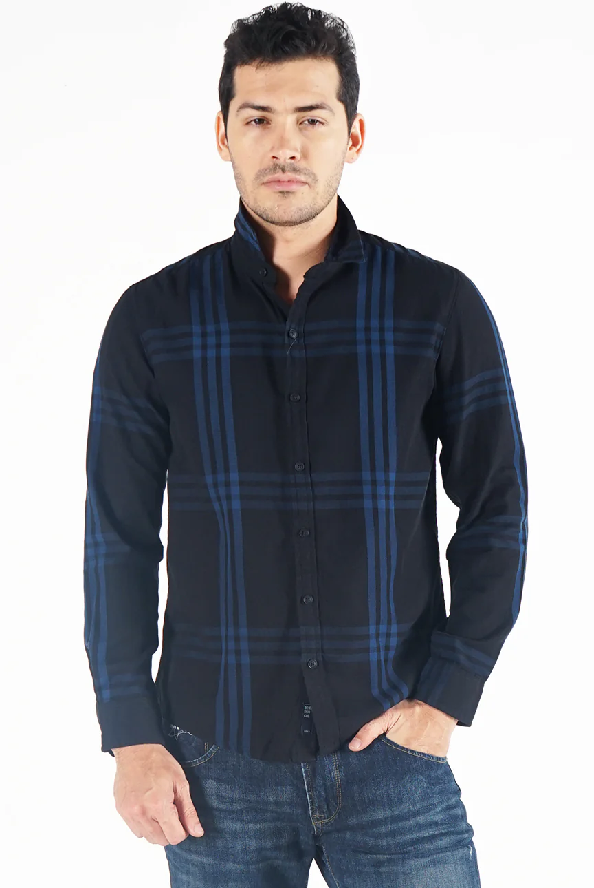 Kemeja Lengan Panjang Harvey Navy Black
