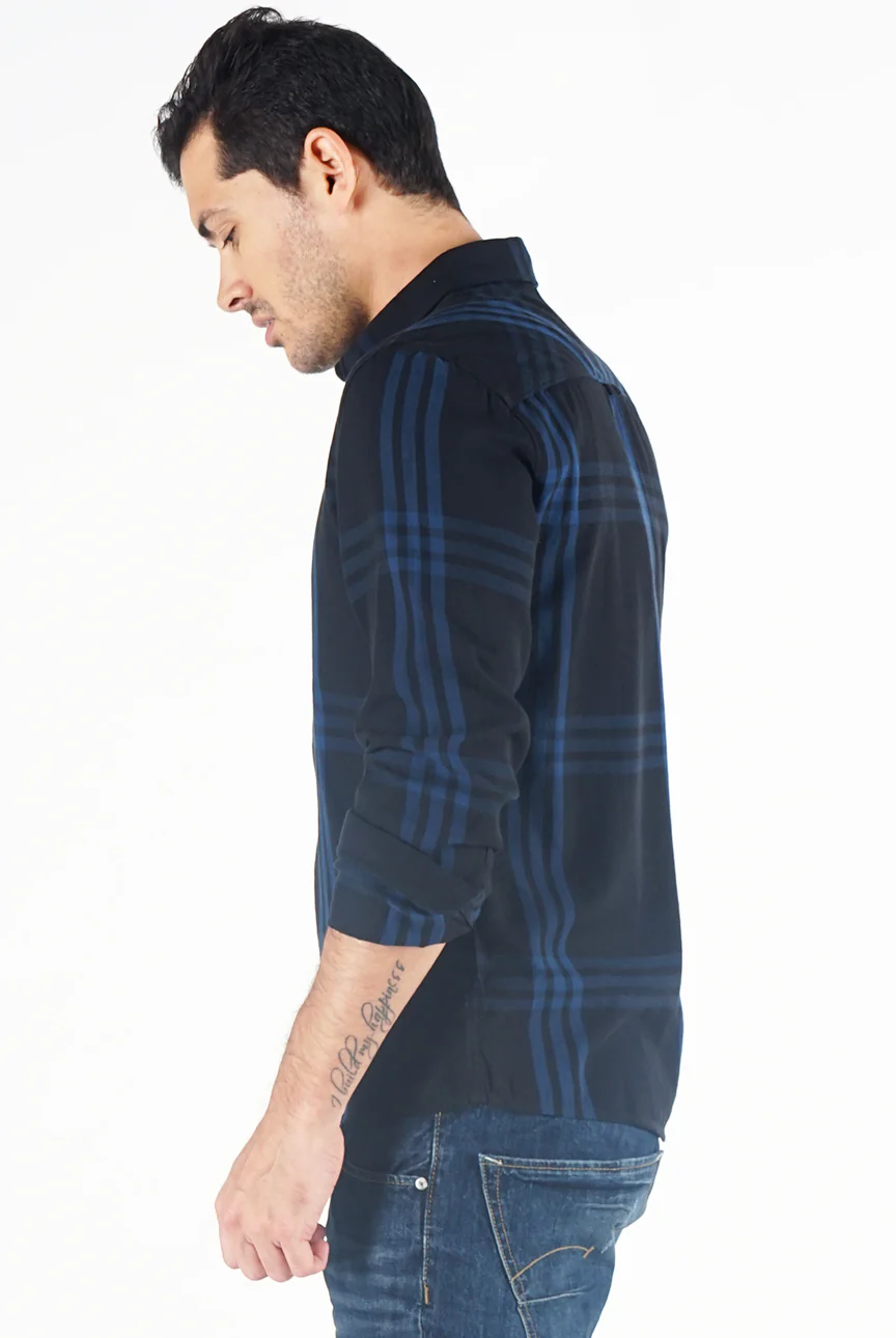 Kemeja Lengan Panjang Harvey Navy Black - Image 2