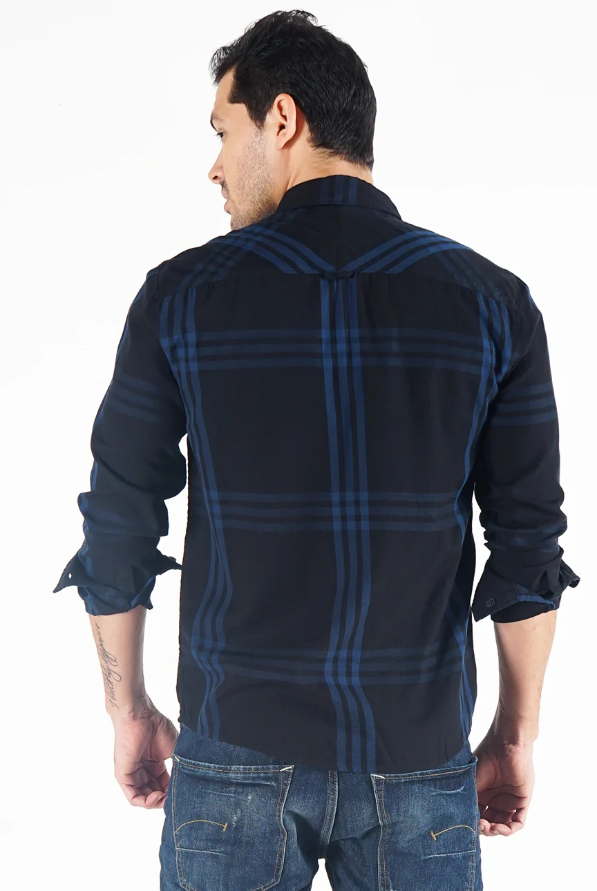 Kemeja Lengan Panjang Harvey Navy Black - Image 3